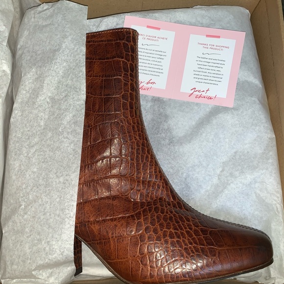 NWT Free People Cecile Croc Embossed Bootie - Picture 6 of 7